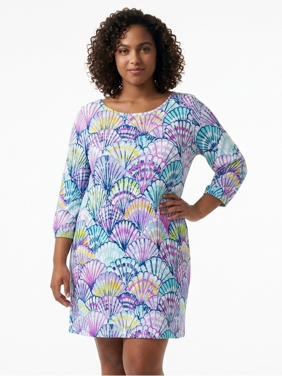Lilly Pulitzer Dresses & Skirts - LILLY PULITZER | Pastel Shell-Print 3/4 Sleeve Pima Cotton Dress Women’s Size XL